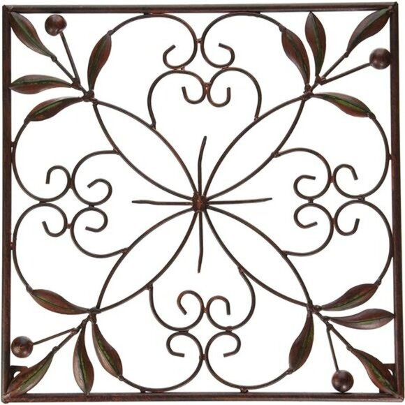 Deco 79 Metal Wall Art Set Rustic Scroll Wrought Iron Home Decor 14x14 Inch - Picture 6 of 7